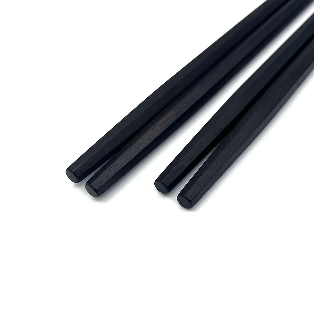 Heptagonal Rikyu Ebony Chopsticks with Wipe-Lacquer Finish - Rare Seven-Sided Design