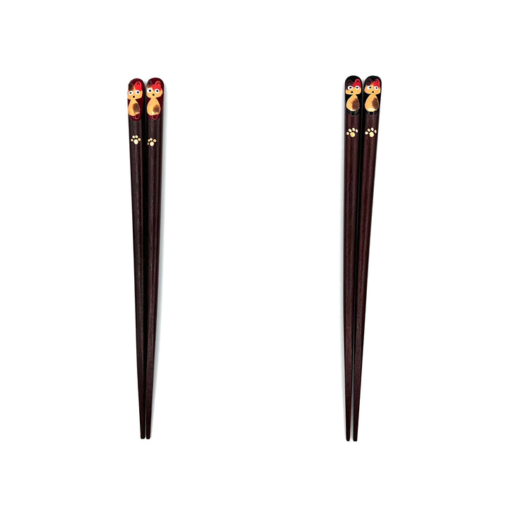 Wakasa Lacquerware Chopsticks - Maki-e Cat Design (Engravable)
