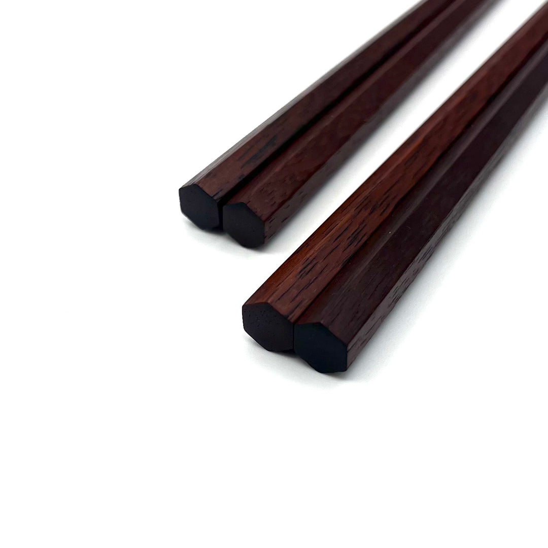 Daikokuya Hexagonal Ironwood Chopsticks with Slim Tips and Tortoiseshell Motif - Handcrafted in Tokyo