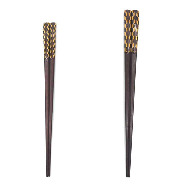 Wakasa-Nuri Square Parquetry Linked Kite Chopsticks (Engravable)