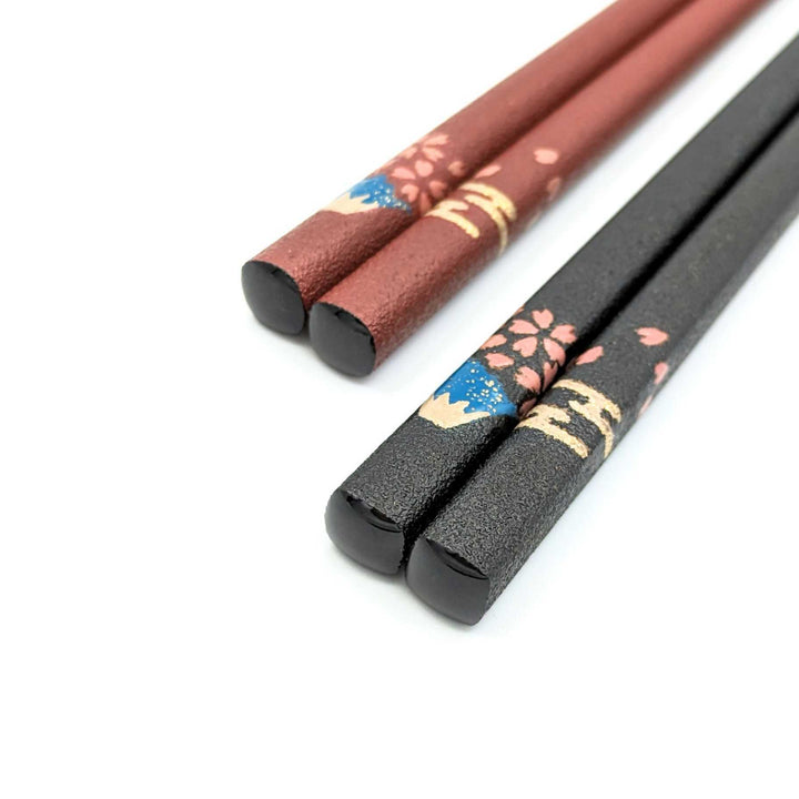 Wajima Lacquerware Slim Square Mt.Fuji Sakura Motif Chopsticks
