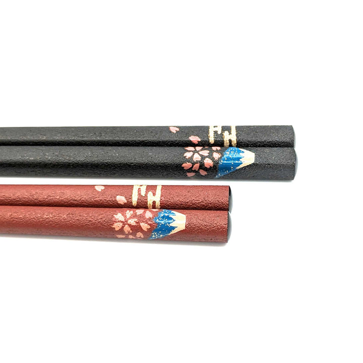 Wajima Lacquerware Slim Square Mt.Fuji Sakura Motif Chopsticks