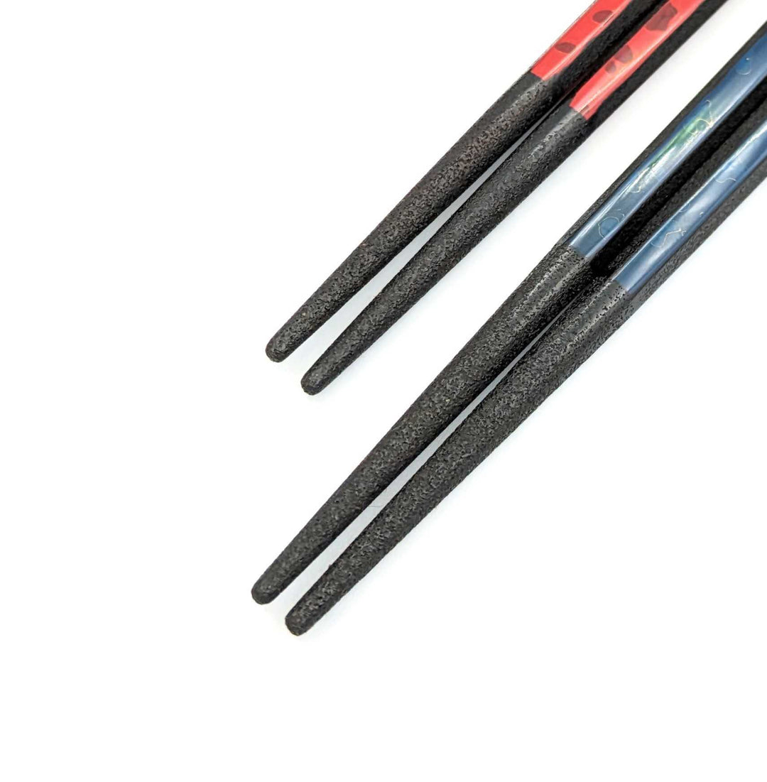 Tsugaru-nuri　Hexagonal Pair Chopsticks Blue&Red – Karanuri & Monsha Split Design