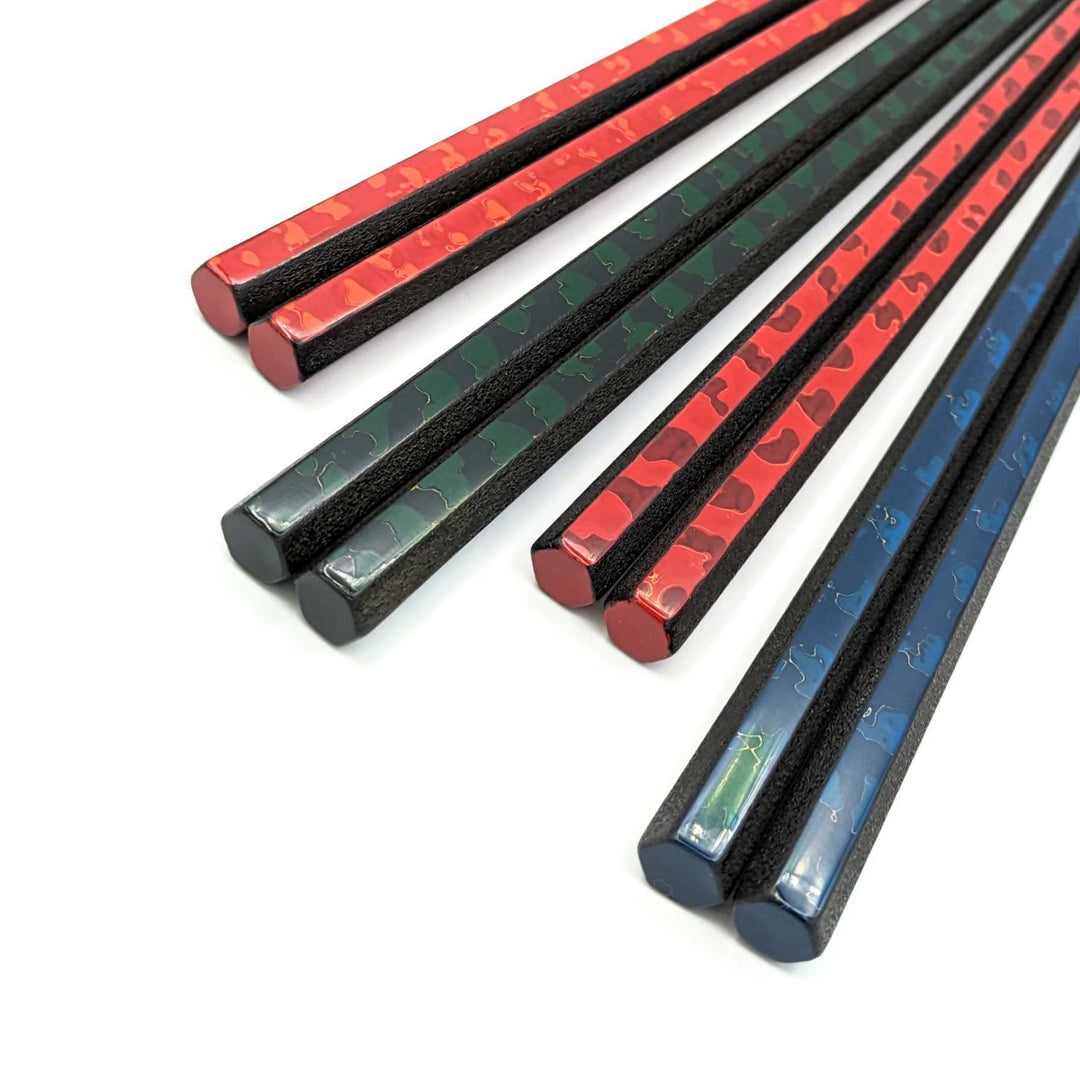 Tsugaru-nuri Hexagonal Chopsticks – Karanuri & Monsha Split Design