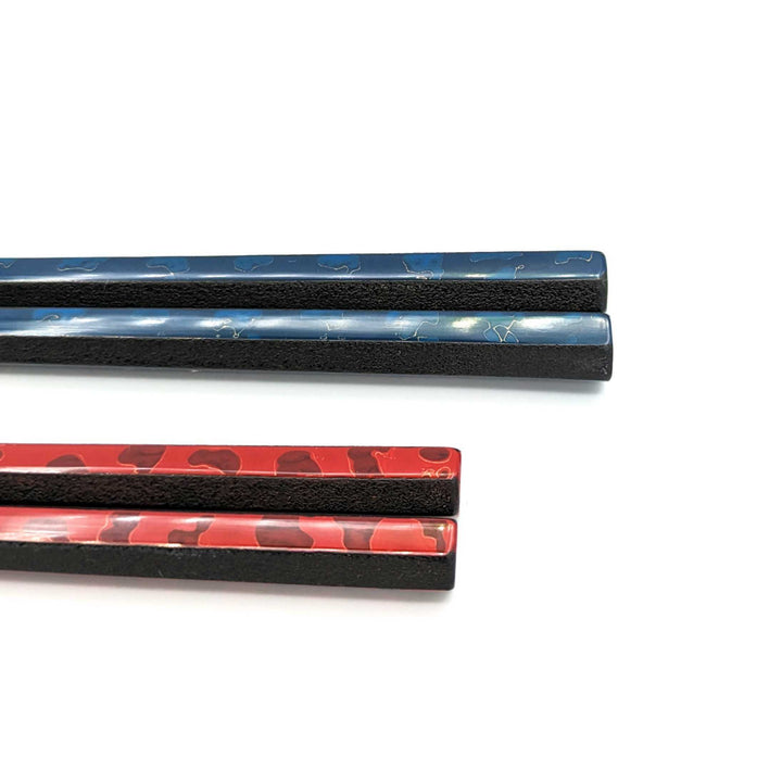 Tsugaru-nuri　Hexagonal Pair Chopsticks Blue&Red – Karanuri & Monsha Split Design