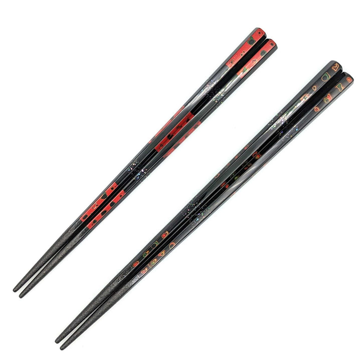 Tsugaru-nuri Hexagonal Pair Chopsticks with Alternating Raden & Plain Sides – Tsugaru Karanuri Finish