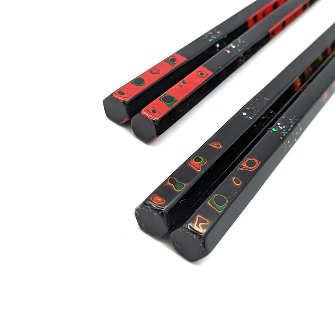 Tsugaru-nuri Hexagonal Chopsticks with Alternating Raden & Plain Sides – Tsugaru Karanuri Finish
