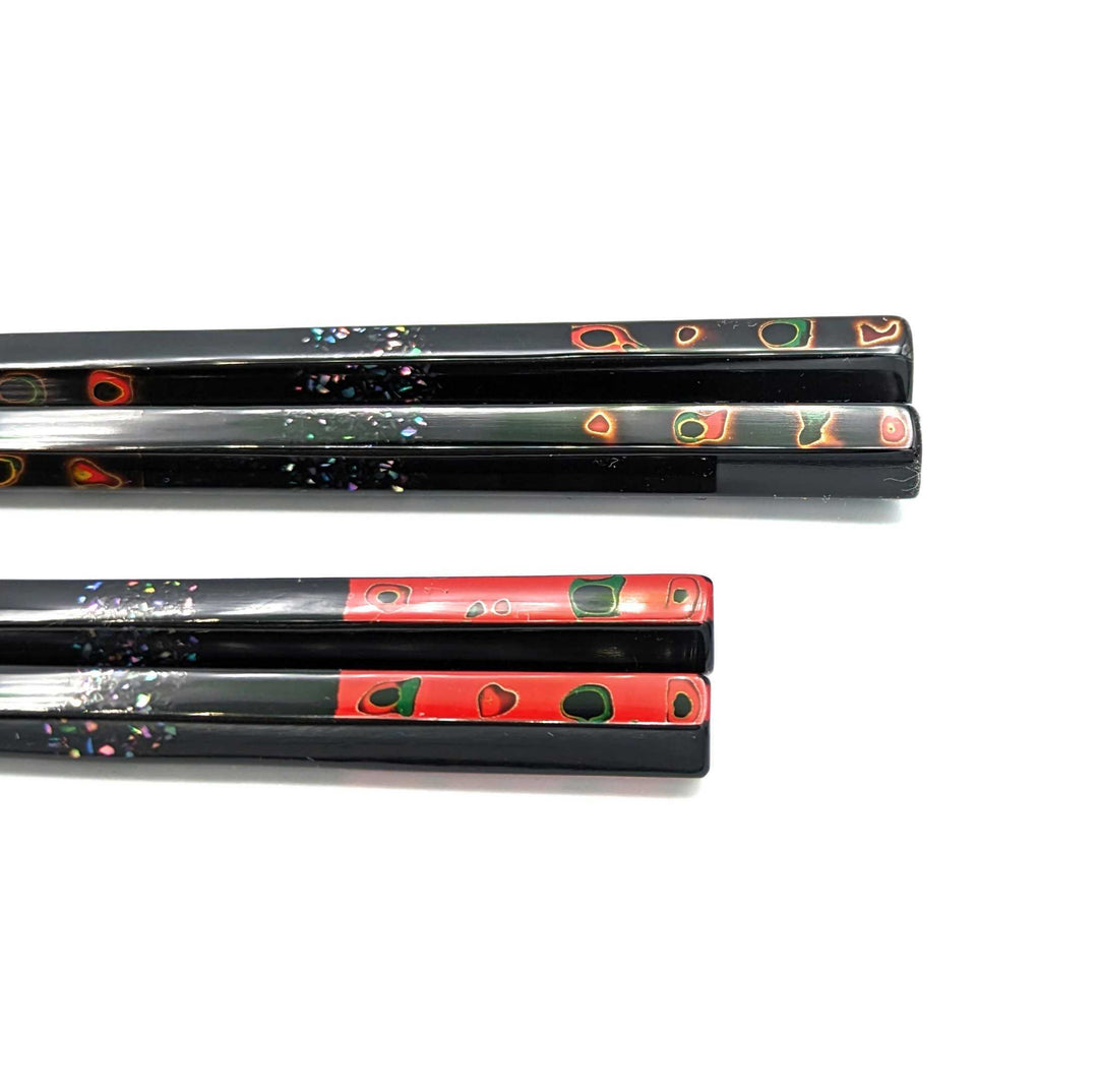 Tsugaru-nuri Hexagonal Chopsticks with Alternating Raden & Plain Sides – Tsugaru Karanuri Finish