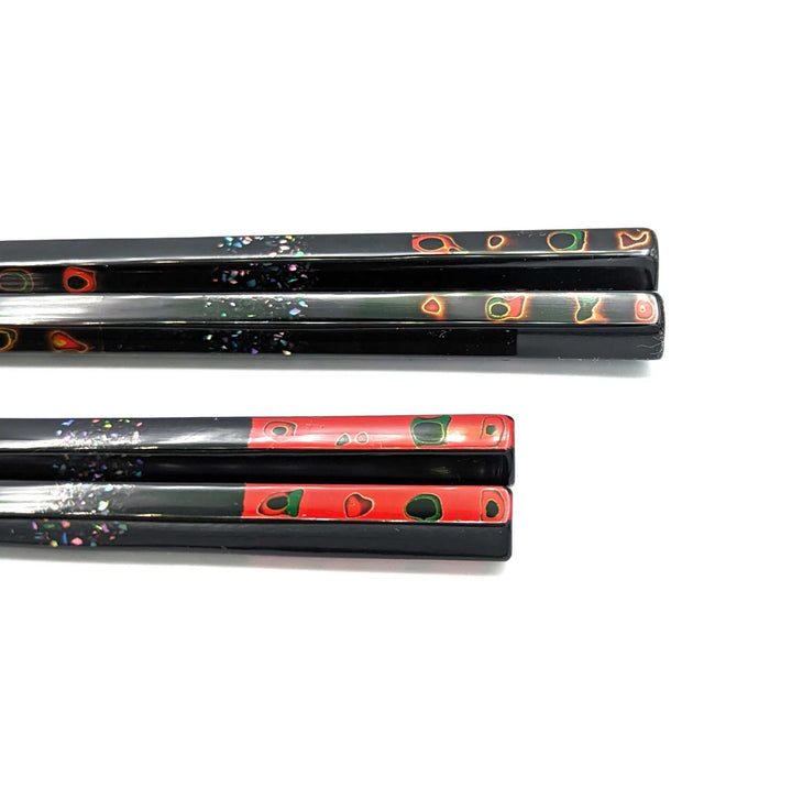 Tsugaru-nuri Hexagonal Chopsticks with Alternating Raden & Plain Sides – Tsugaru Karanuri Finish