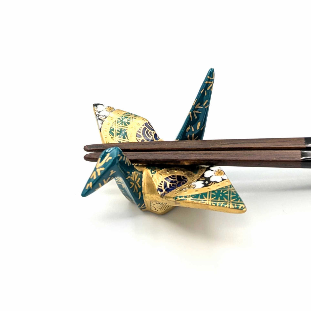 Kyo Ware Origami Crane Chopstick Rest – Hand-Painted Kyoto Ceramic