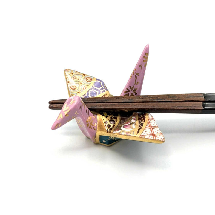 Kyo Ware Origami Crane Chopstick Rest – Hand-Painted Kyoto Ceramic