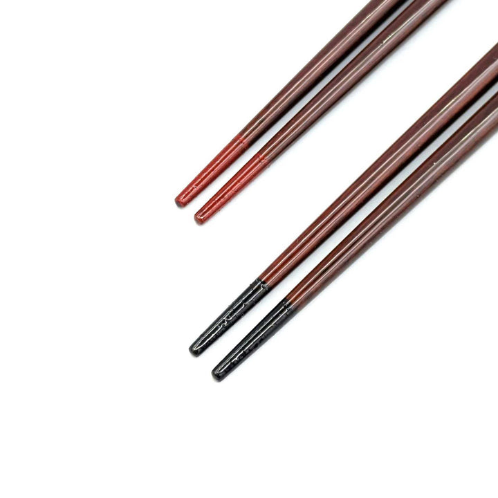 Wakasa Lacquerware Pair Chopsticks – Dishwasher-Safe Rikyu Shape with Mother-of-Pearl Inlay