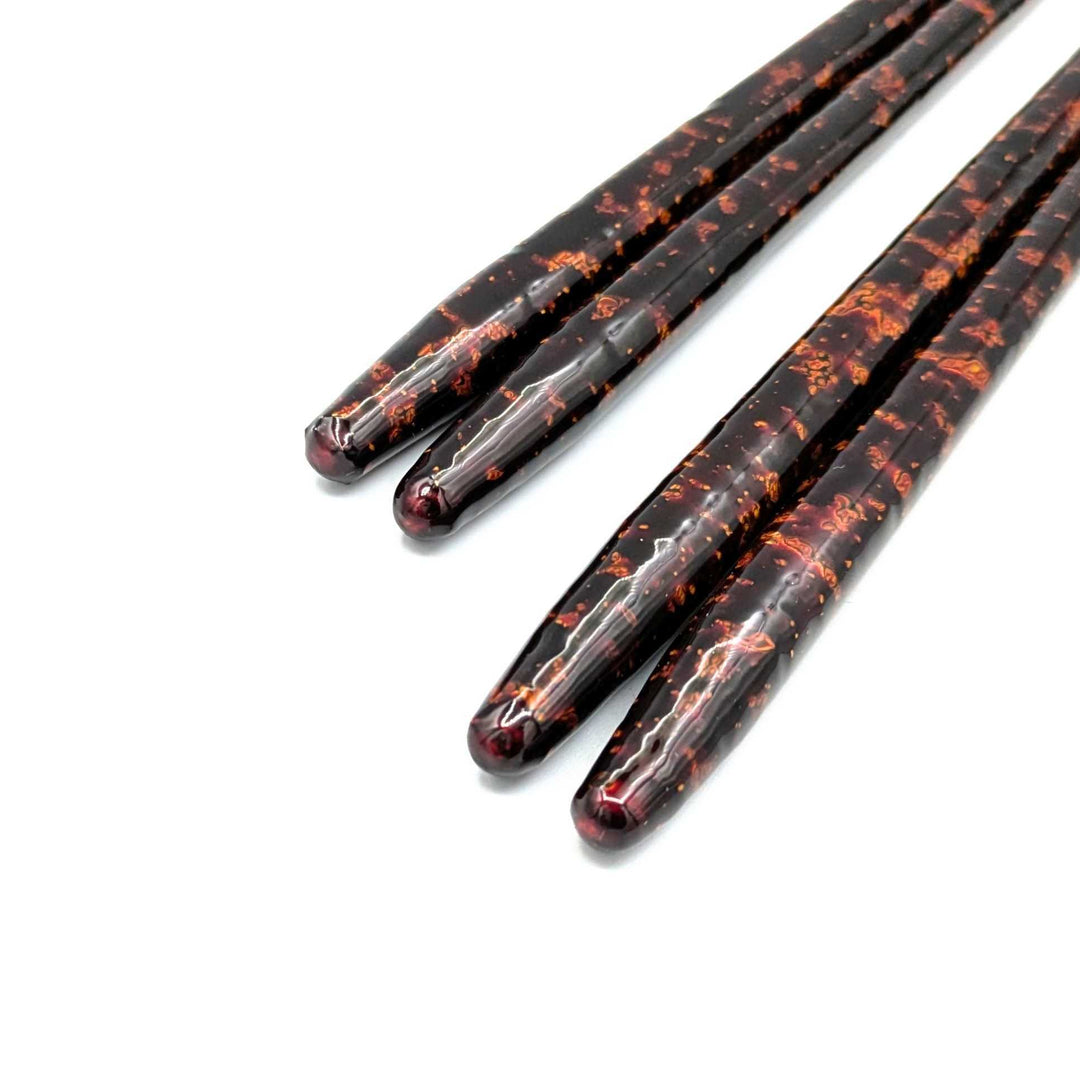 Wakasa Lacquerware Pair Chopsticks – Dishwasher-Safe Rikyu Shape with Mother-of-Pearl Inlay