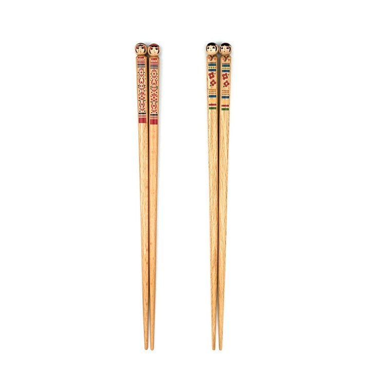 Wakasa Laquerware Chopsticks - Kokeshi Doll Design (Engravable)