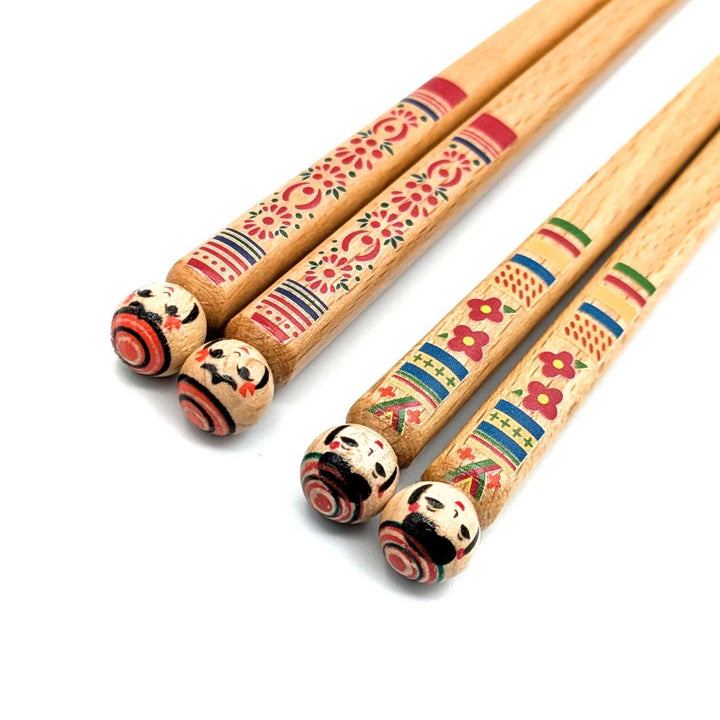 Wakasa Laquerware Chopsticks - Kokeshi Doll Design (Engravable)