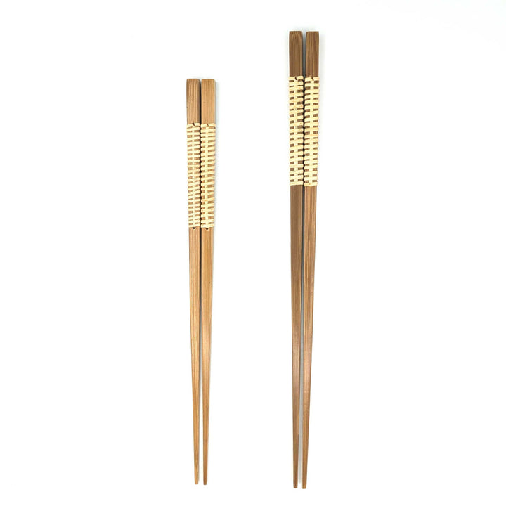 Satsuma Bamboo – Smoked Bamboo Square Chopsticks with Rattan Wrapping