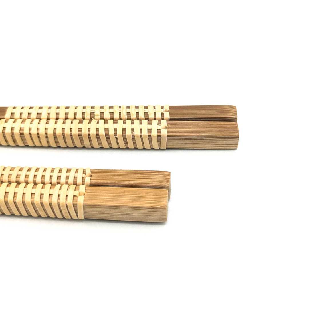 Satsuma Bamboo – Smoked Bamboo Square Chopsticks with Rattan Wrapping