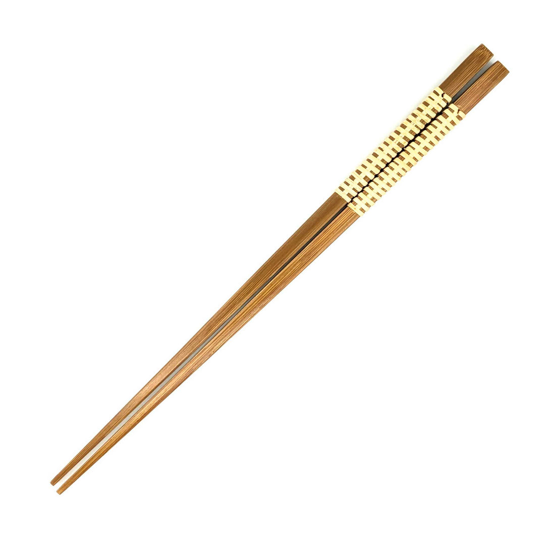 Satsuma Bamboo – Smoked Bamboo Square Chopsticks with Rattan Wrapping