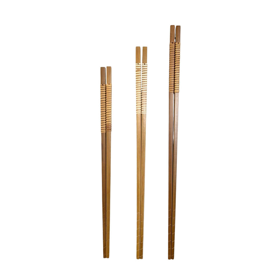 Satsuma Bamboo – Smoked Bamboo Cooking Chopsticks with Woven Rattan Grip