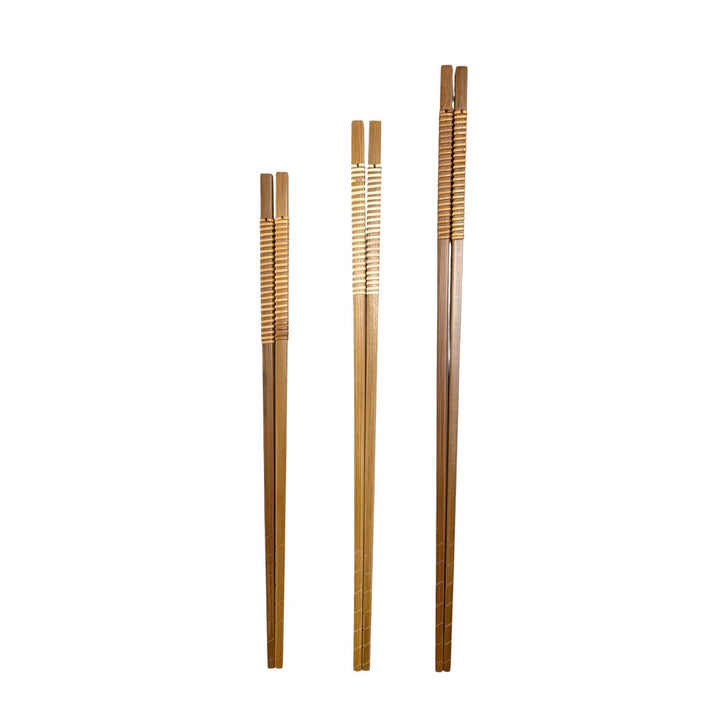 Satsuma Bamboo – Smoked Bamboo Cooking Chopsticks with Woven Rattan Grip