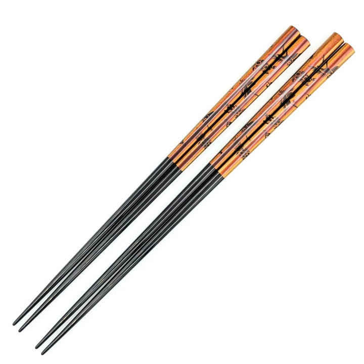 Echizen Lacquerware Chopsticks Set - Sandalwood Crane & Turtle Design