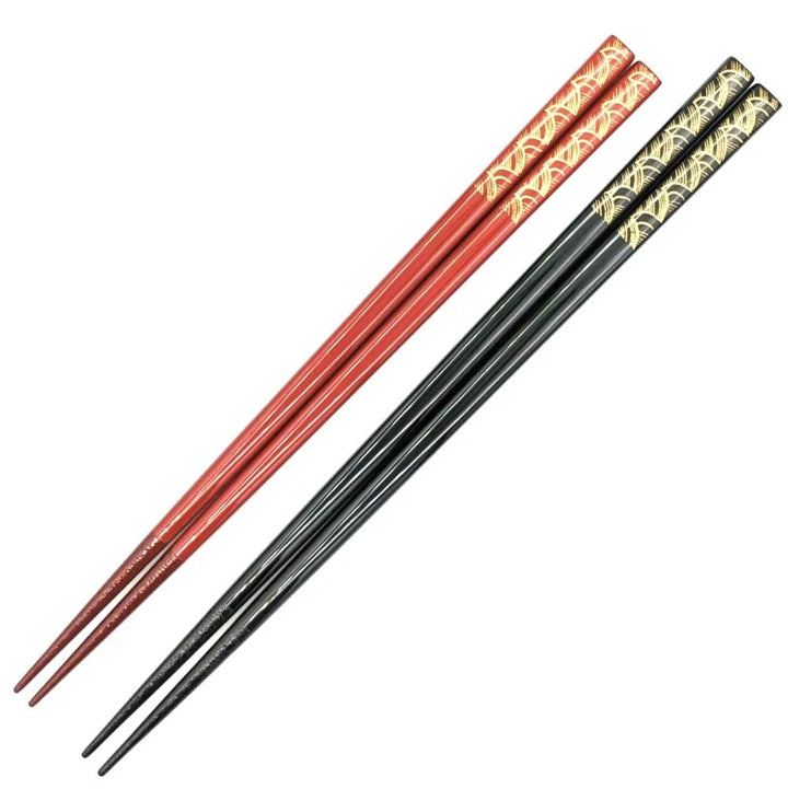 Kawatsura Lacquerware Chopsticks Set - Ocean Waves Design