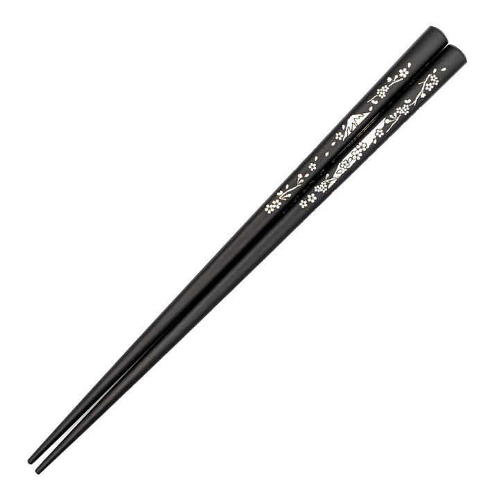 Shell Inlay Chopsticks – "Sakura Sakura" Cherry Blossom Motif on Ebony & Purpleheart