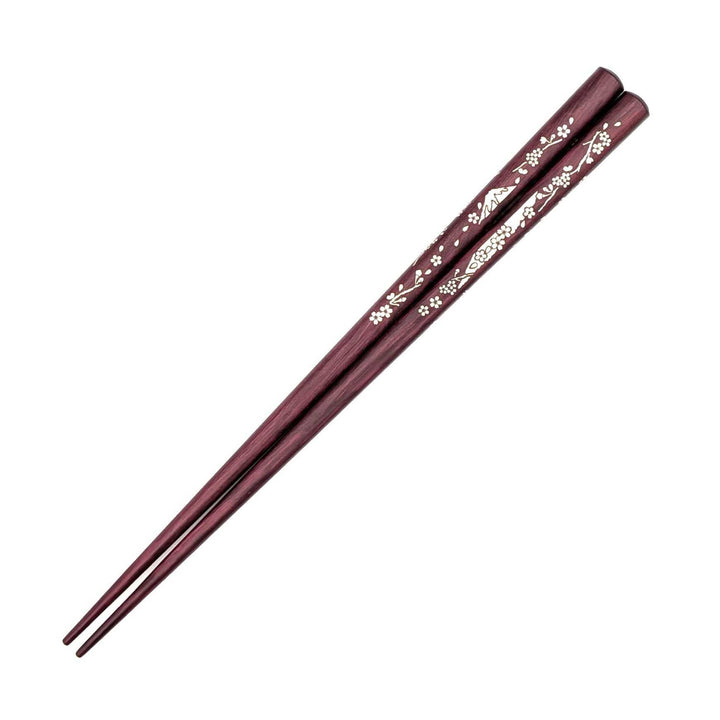 Shell Inlay Chopsticks – "Sakura Sakura" Cherry Blossom Motif on Ebony & Purpleheart