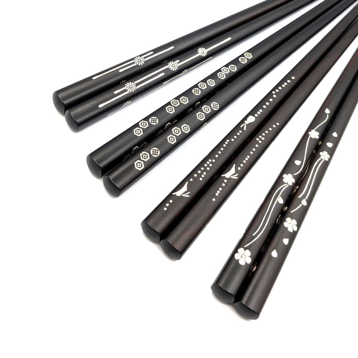 Durable and Elegant Ebony Chopsticks with Shell Inlay