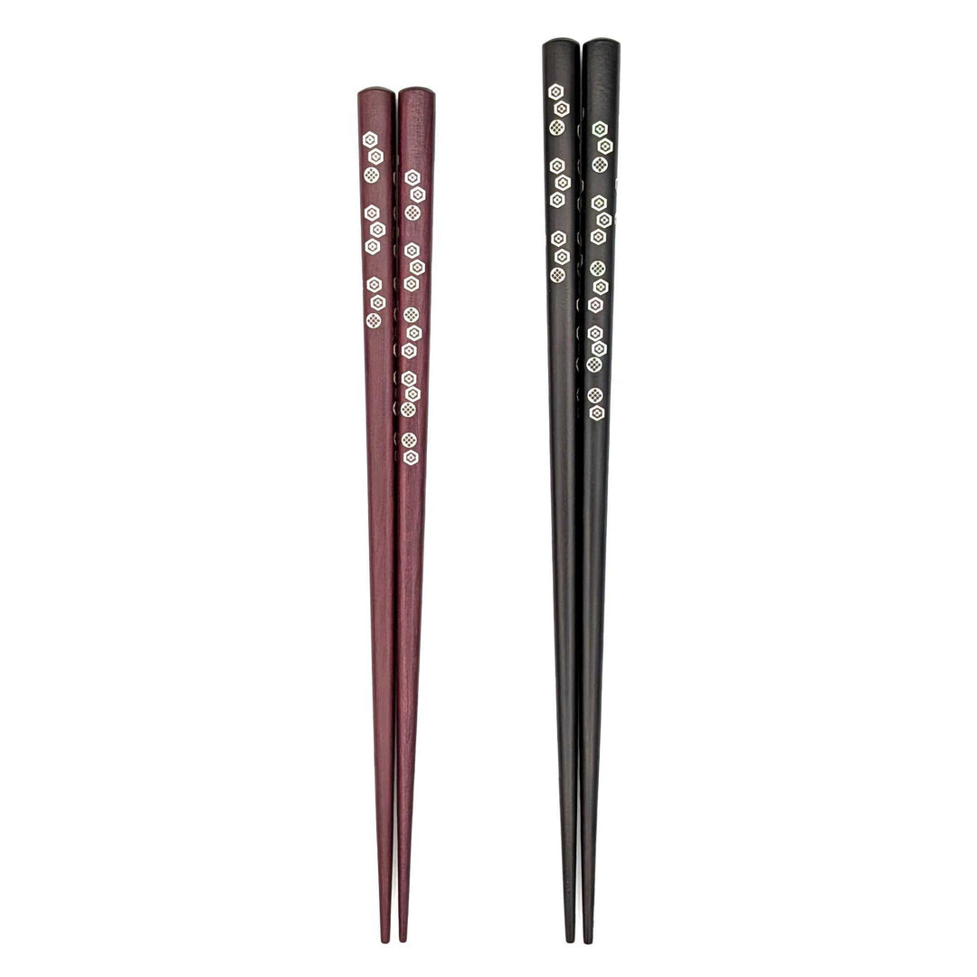 Shell Inlay Couples chopstick set in a wooden box – Hana-Kikko (Floral Tortoiseshell)
