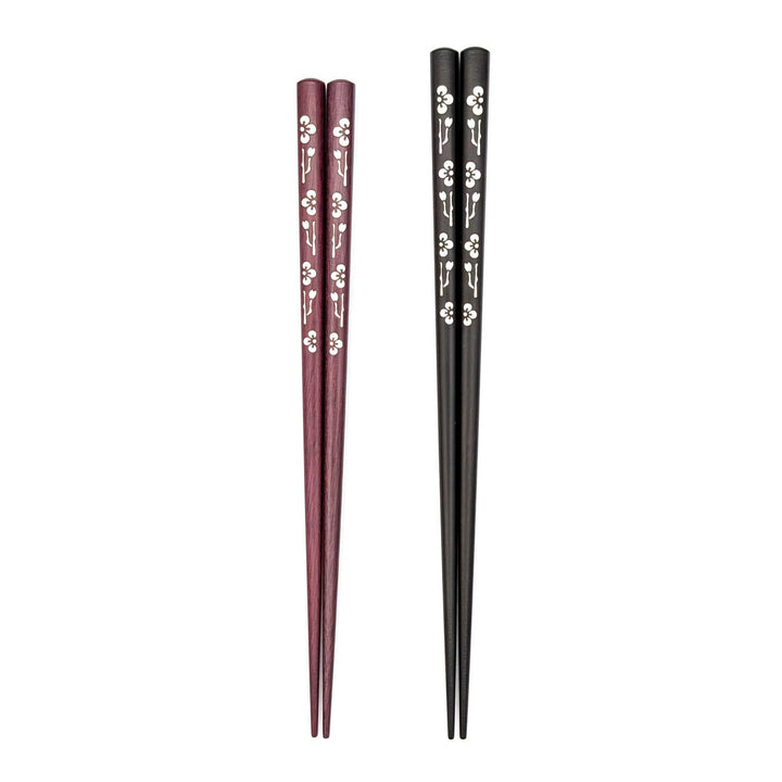 Shell Inlay Couples chopstick set in a wooden box – Sakura Komachi (Cherry Blossom) (Engravable)