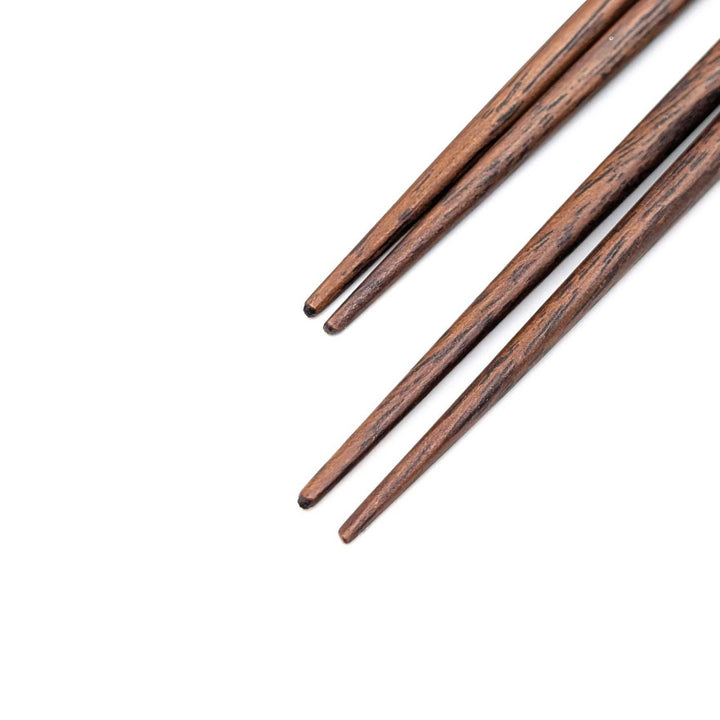 Kyoto Nishijin Foil Carved Ironwood Chopsticks set in a wooden box – Black & Purple