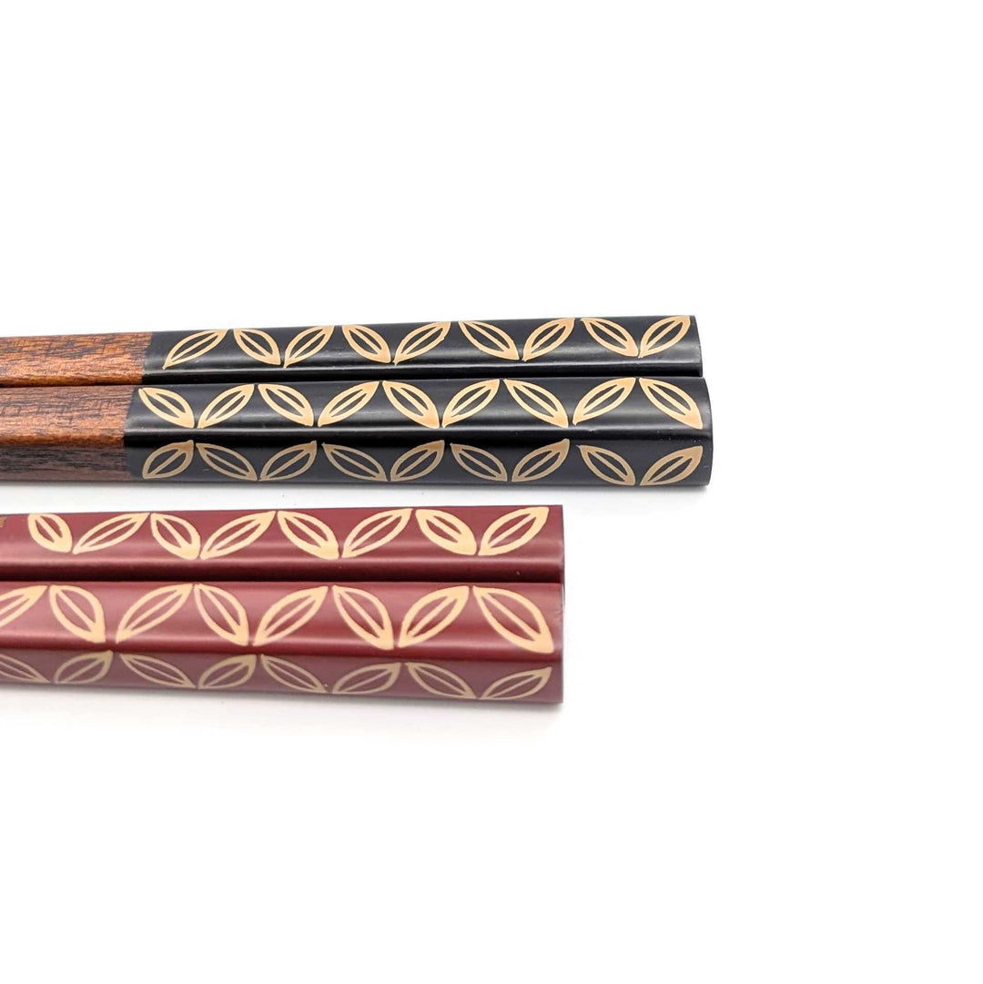 Aizu Lacquerware Chopsticks - Overlapping Circles Design (Engravable)