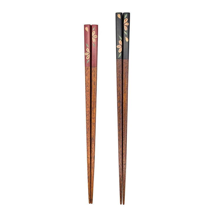 Aizu Lacquerware Chopstick set in a wooden box - Cherry Blossom Design (Engravable)