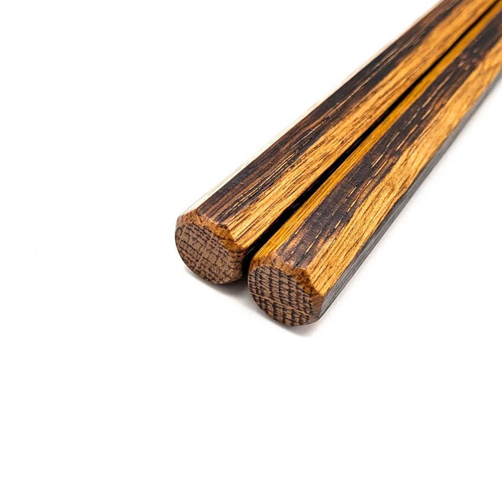 Kyoto Fine Wood Octagonal Chopsticks with Flame Finish – Cherry Wood (Extra-Large Size)