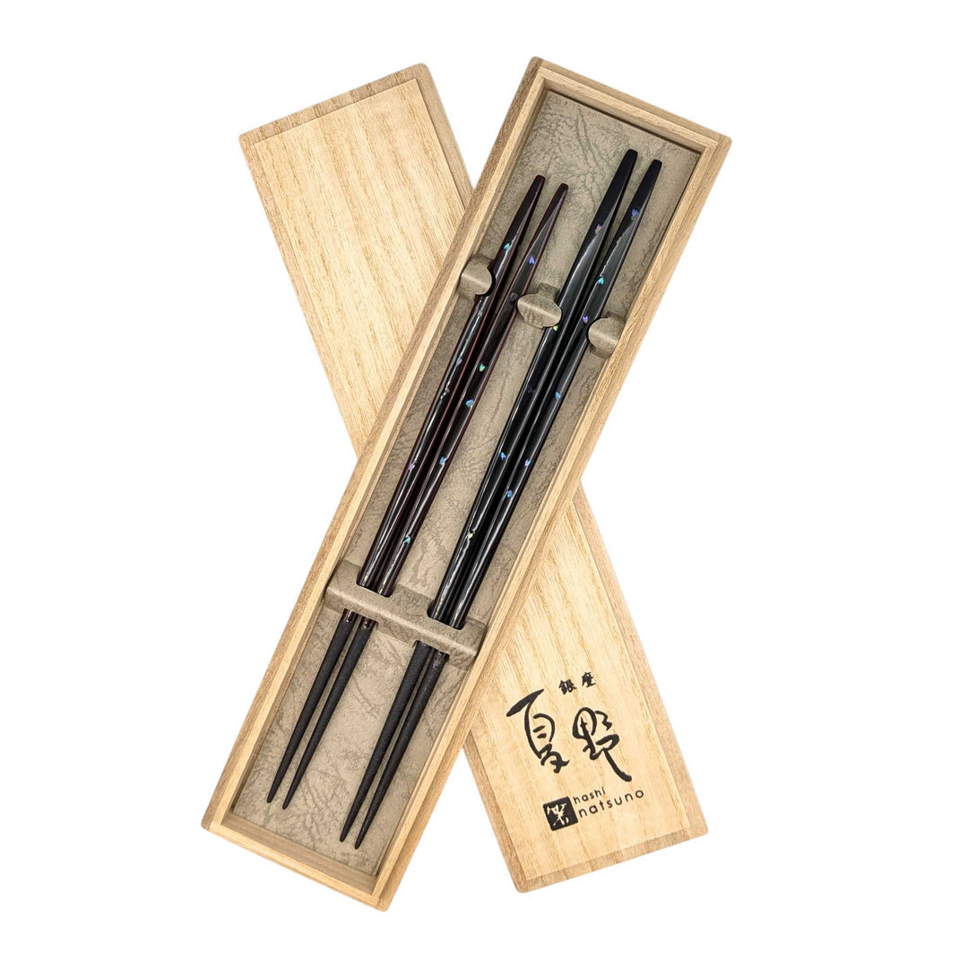 Saga Raden Rikyu Chopsticks set in a wooden box - Cherry Blossom Shell Inlay