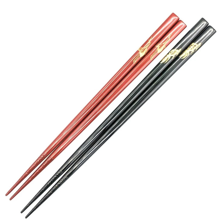 Kawatsura Lacquerware Chopsticks with Crane Motif and Textured Dry Lacquer Tips