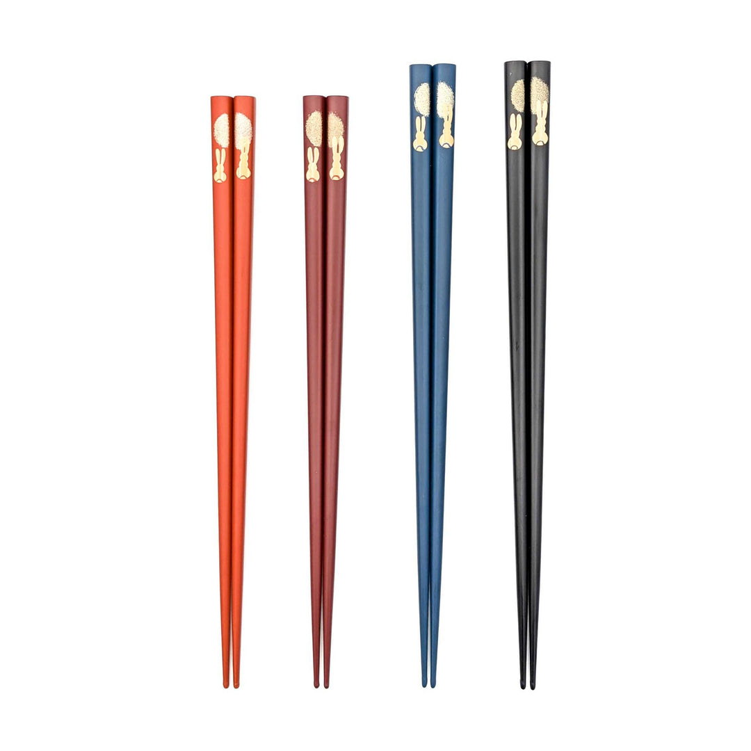 Kawatsura Lacquerware Chopsticks - Rabbit & Moon Motif (Engravable)
