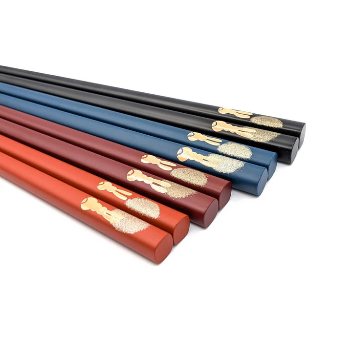 Kawatsura Lacquerware Chopsticks - Rabbit & Moon Motif (Engravable)