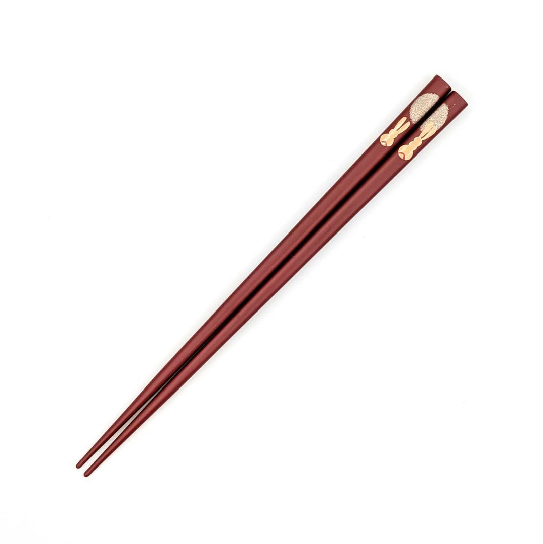 Kawatsura Lacquerware Children’s Chopsticks – Rabbit & Moon Motif (Engravable)