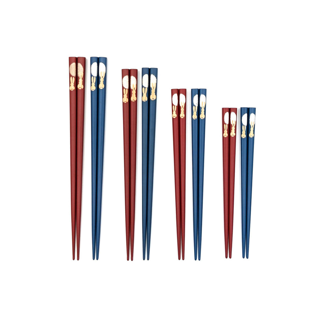 Kawatsura Lacquerware Children’s Chopsticks – Rabbit & Moon Motif (Engravable)