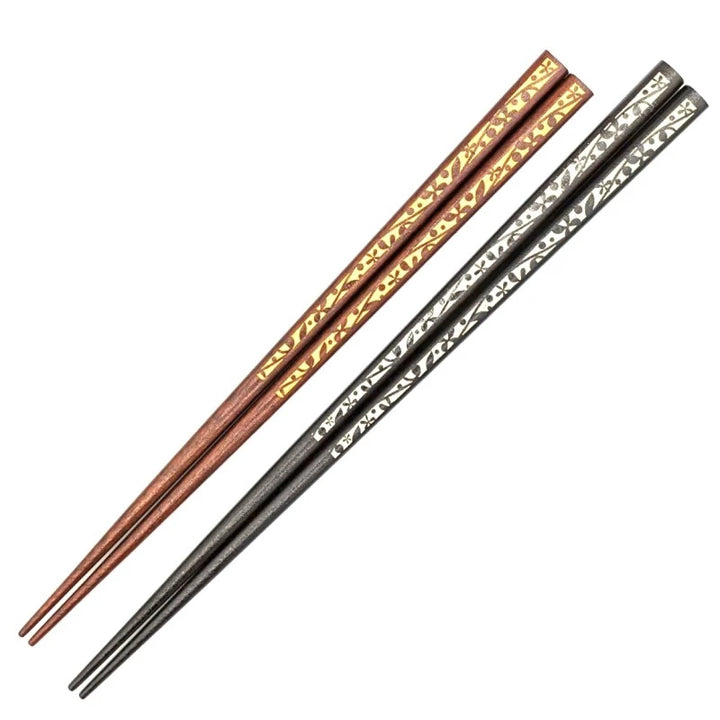 Wakasa-Nuri Floral Shadow Design Silhouette Pair Chopsticks