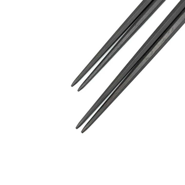 Heptagonal Rikyu Ebony Pair Chopsticks with Wipe-Lacquer Finish - Rare Seven-Sided Design