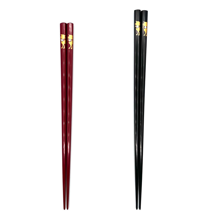 Echizen Lacquerware Round Cat Chopsticks with Swarovski Crystal (Engravable)