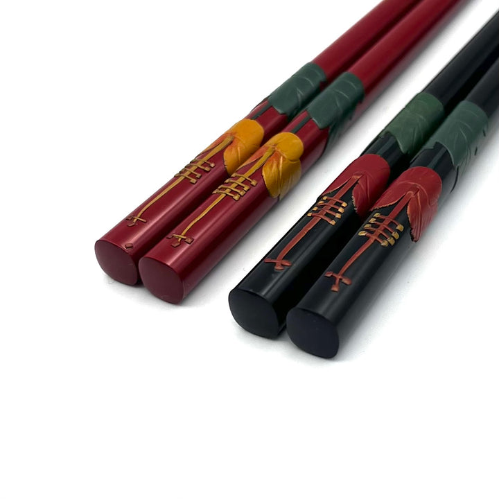 Ryukyu Lacquerware Square Classic Hibiscus Chopsticks (Engravable)