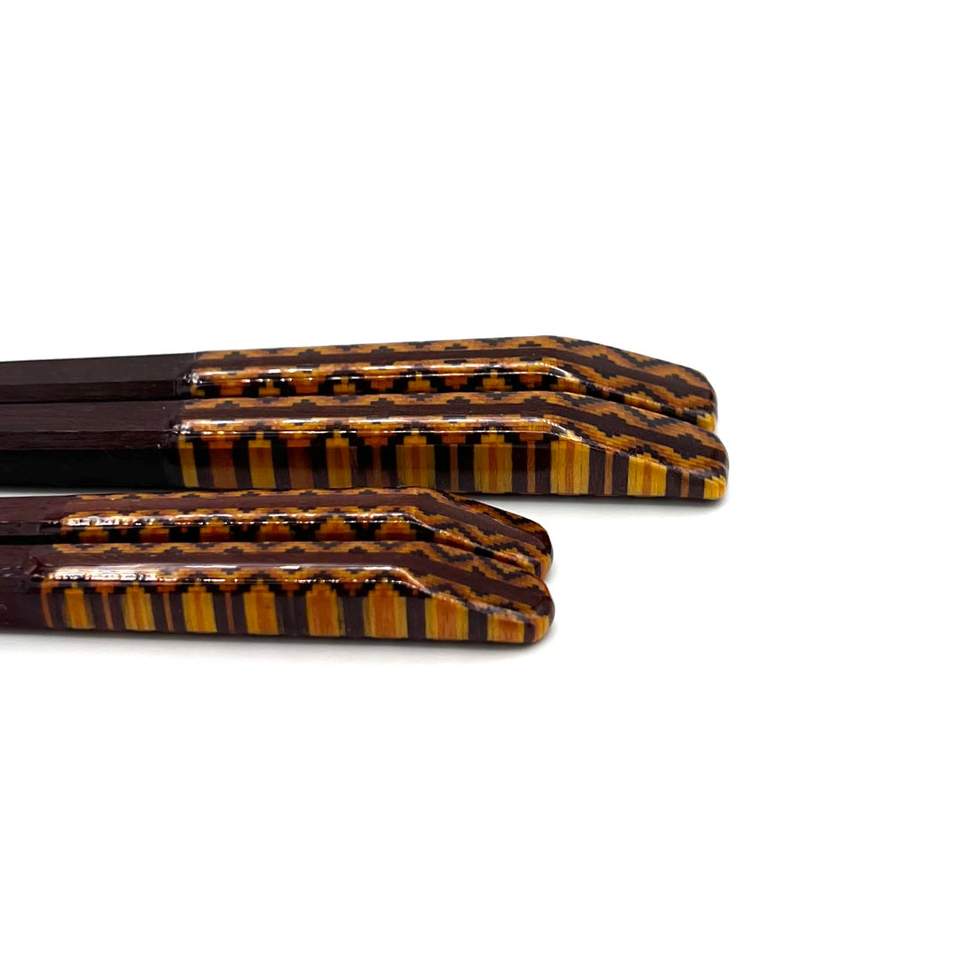 Wakasa-Nuri Square Chopsticks with Parquetry Wheat Ear Design(Engravable)