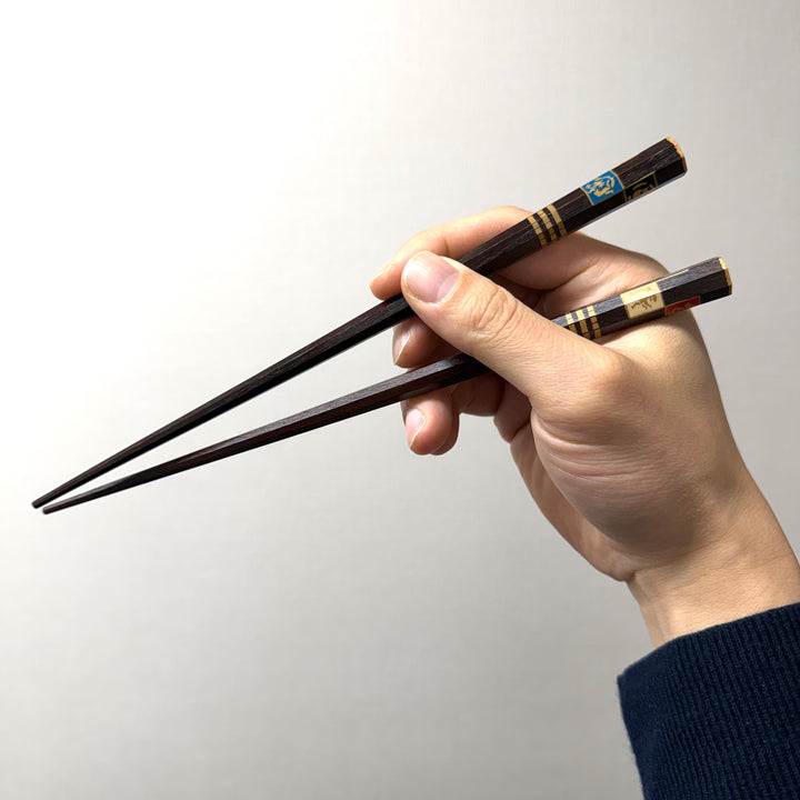 Wajima Lacquer Octagonal Chopsticks — Shishin Hakkake Maki-e (One-of-a-Kind)