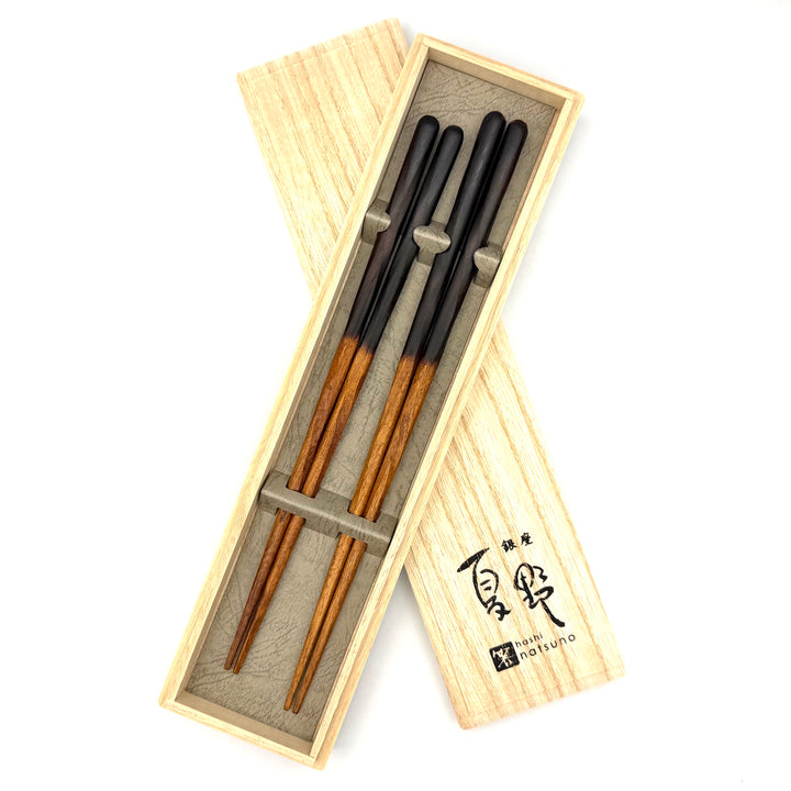 Kyoto Hand-Carved Cherry Wood Couple's Chopstick Set with Paulownia Gift Box