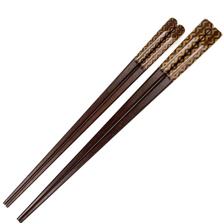 Wakasa-Nuri Square Pair Chopsticks with Parquetry Wheat Ear Design