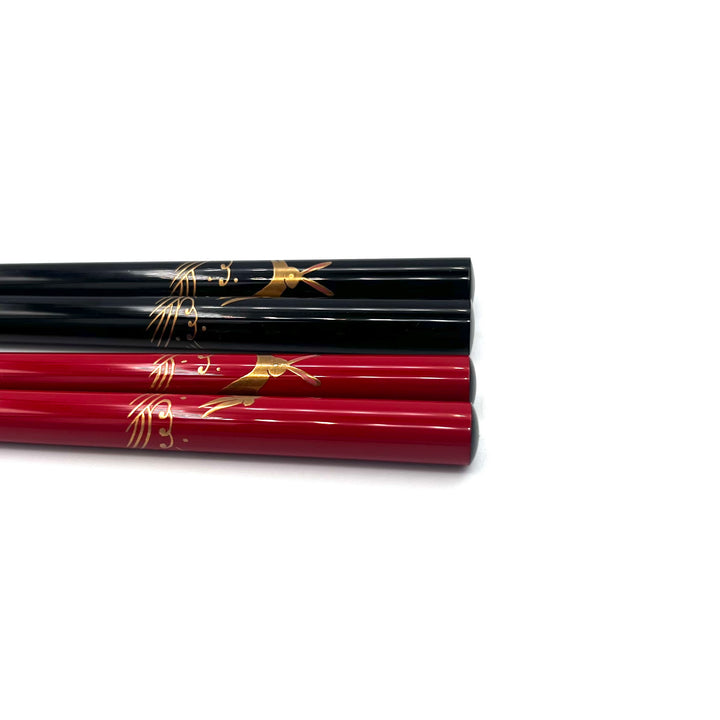 Wajima Lacquerware Chopsticks - Maki-e Rabbit and Wave Motifs